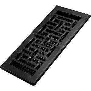Oriental Floor Register, 4x10 Inches, Textured Black